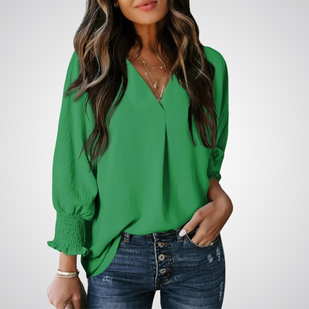LEILA | Blusa túnica clásica con cuello en V