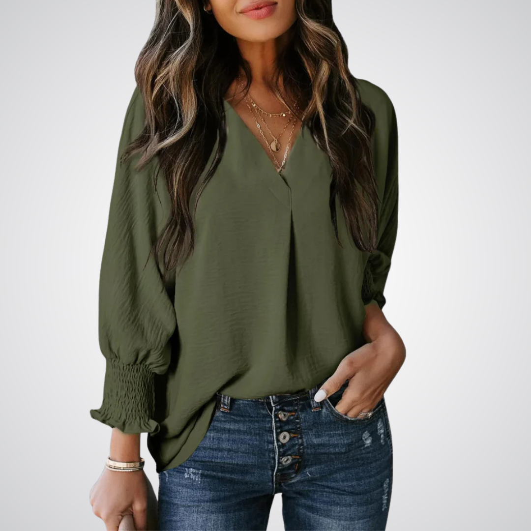 LEILA | Blusa túnica clásica con cuello en V