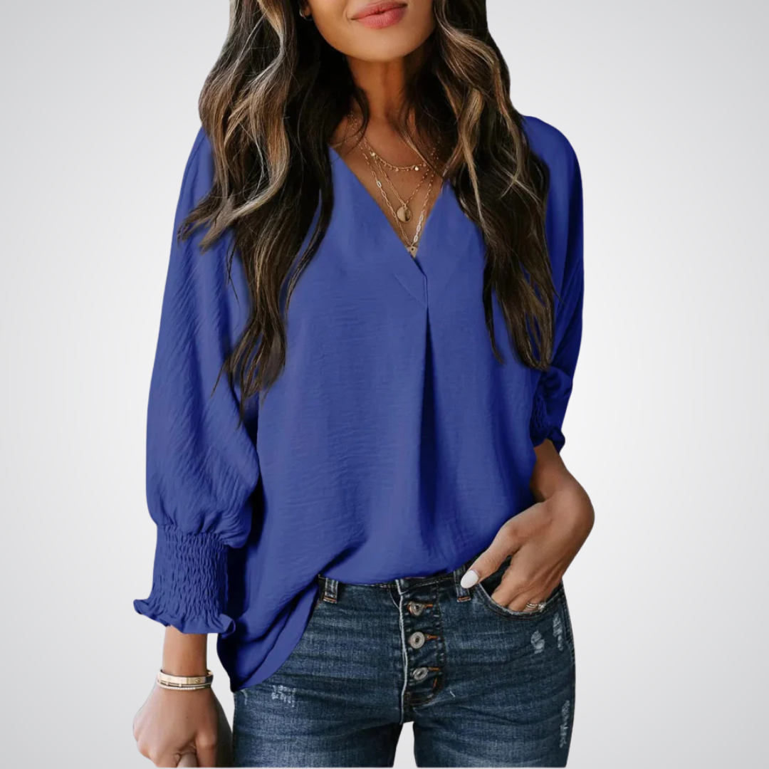 LEILA | Blusa túnica clásica con cuello en V