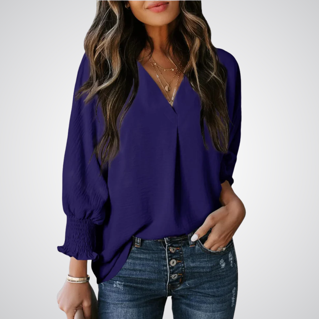 LEILA | Blusa túnica clásica con cuello en V