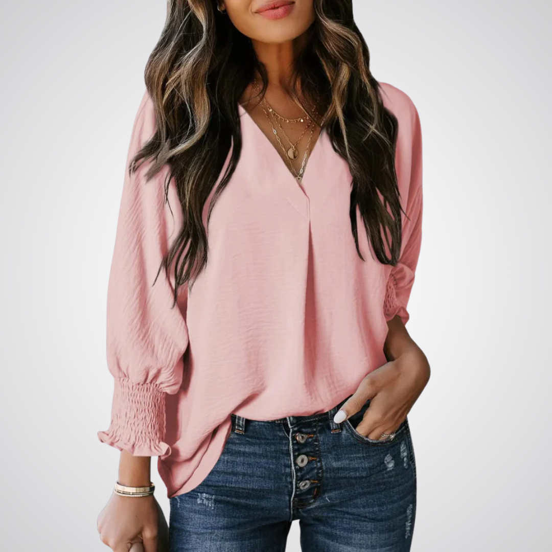 LEILA | Blusa túnica clásica con cuello en V