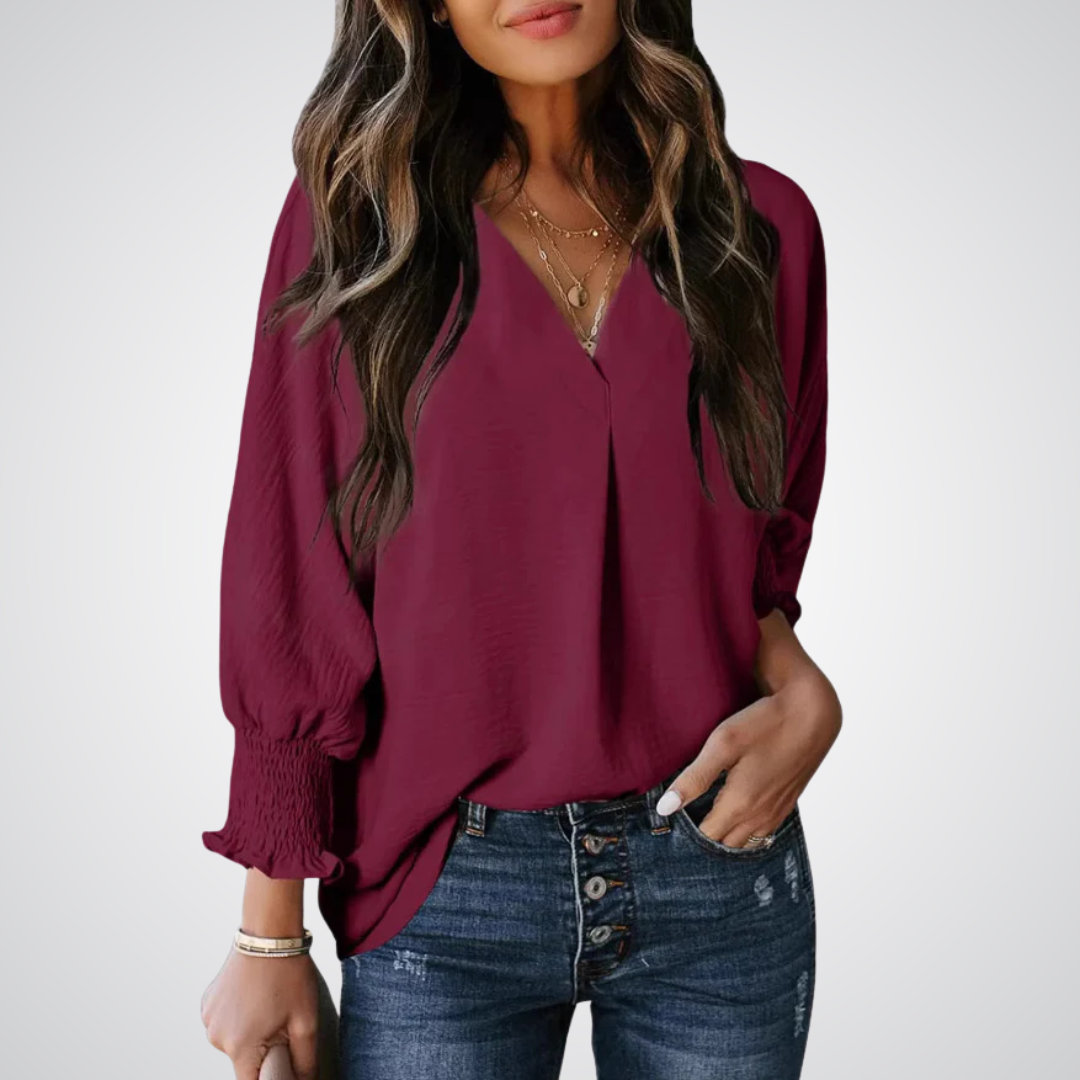 LEILA | Blusa túnica clásica con cuello en V