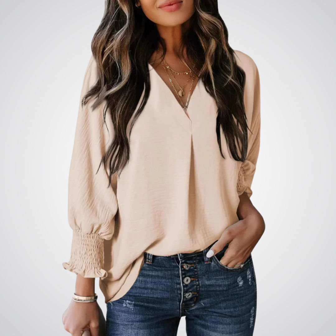 LEILA | Blusa túnica clásica con cuello en V