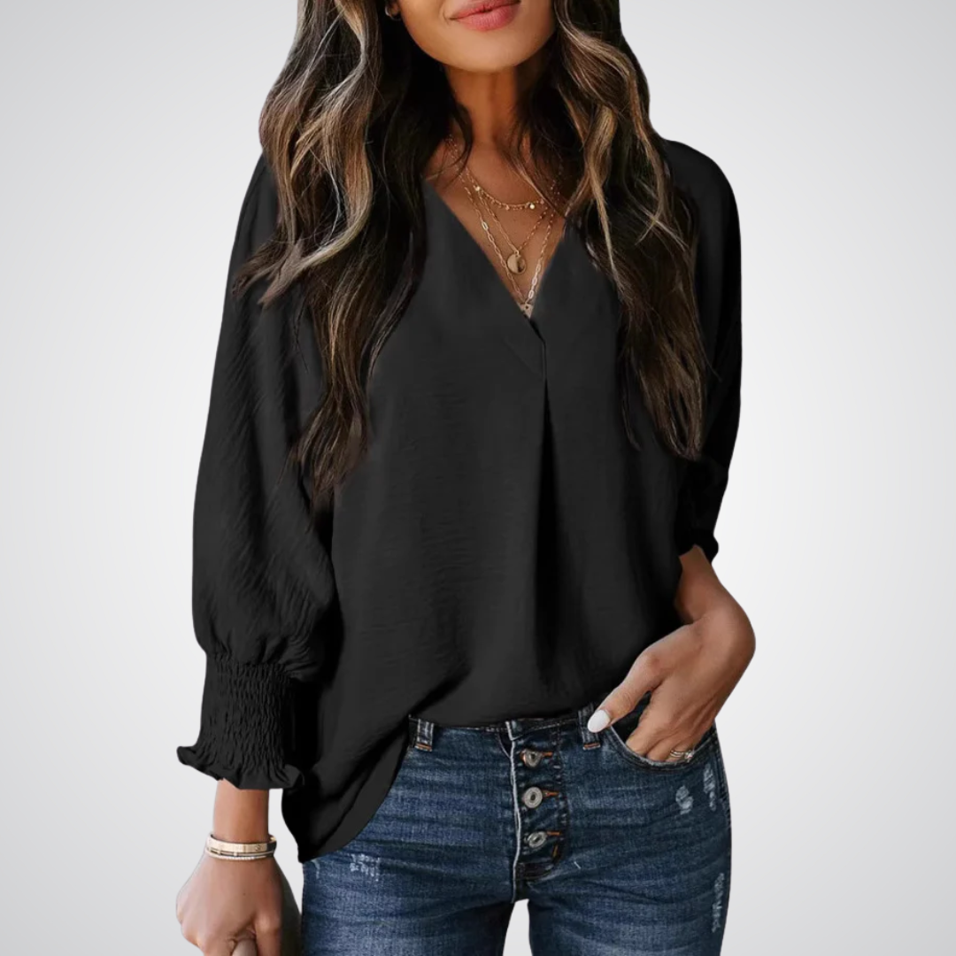 LEILA | Blusa túnica clásica con cuello en V