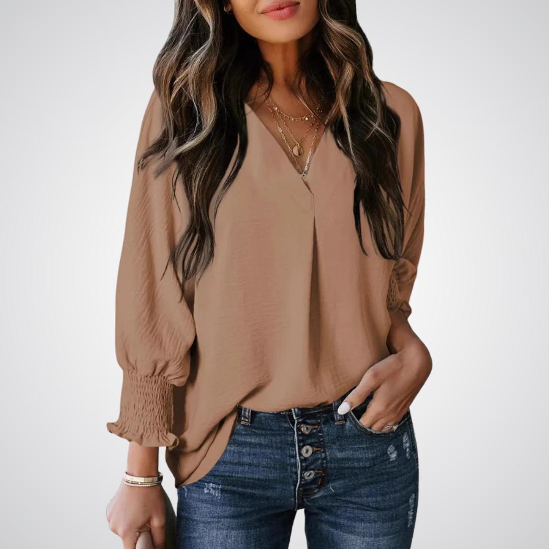 LEILA | Blusa túnica clásica con cuello en V