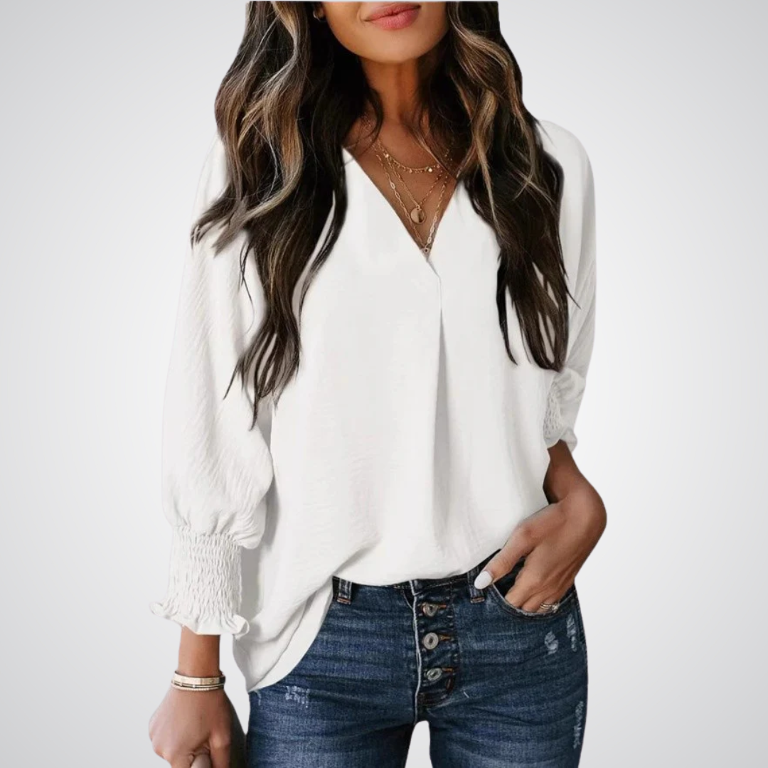 LEILA | Blusa túnica clásica con cuello en V