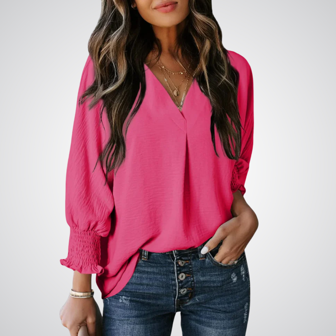 LEILA | Blusa túnica clásica con cuello en V