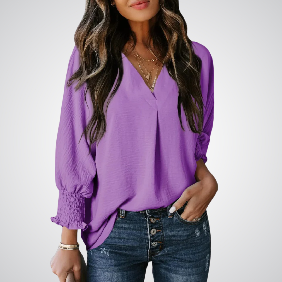 LEILA | Blusa túnica clásica con cuello en V