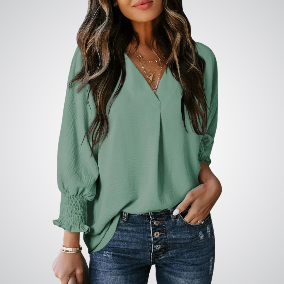 LEILA | Blusa túnica clásica con cuello en V
