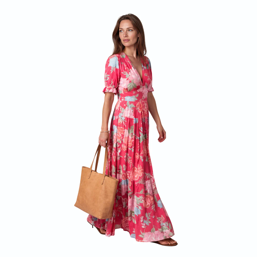 Ilian | Vestido medio corto sin mangas con escote en V y estampado floral