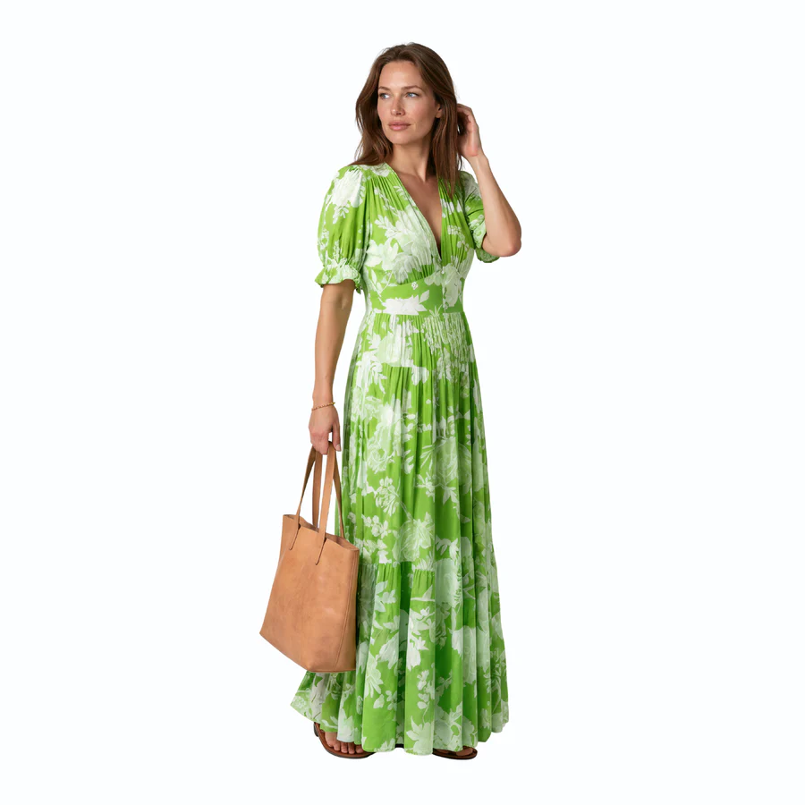Ilian | Vestido medio corto sin mangas con escote en V y estampado floral