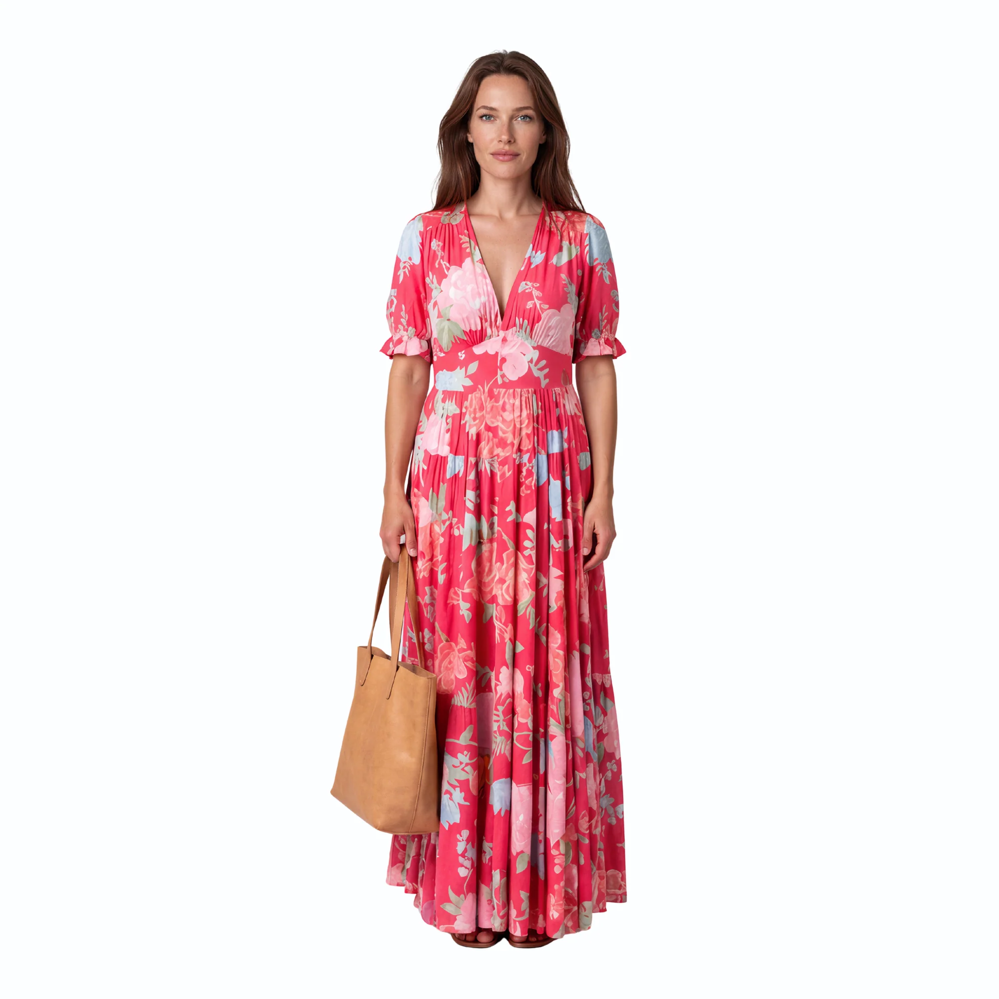 Ilian | Vestido medio corto sin mangas con escote en V y estampado floral